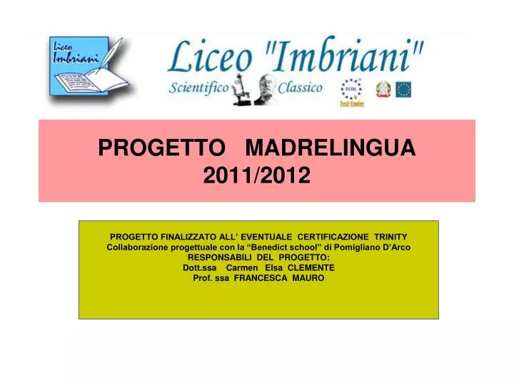 progetto madrelingua 2011 2012
