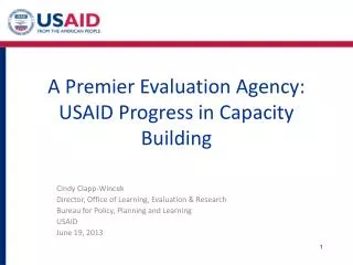 A Premier Evaluation Agency: USAID Progress in Capacity Building