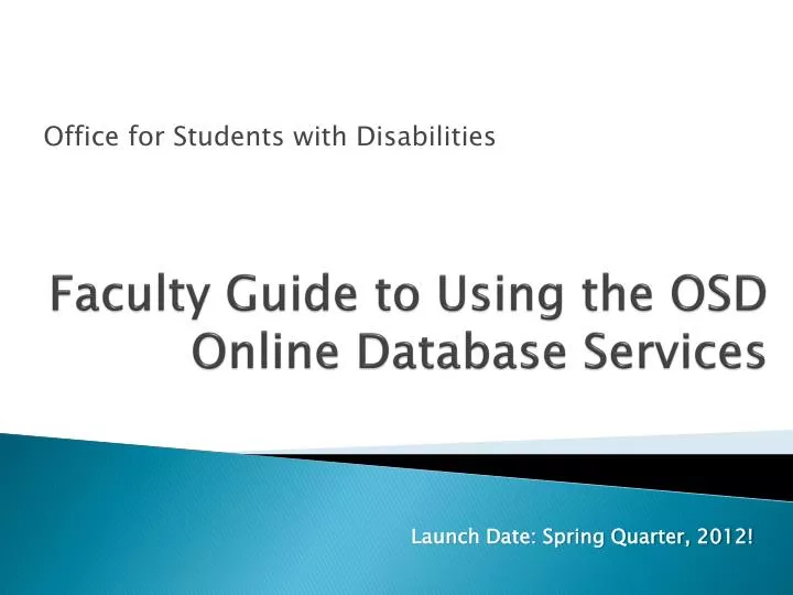 faculty guide to using the osd online database services