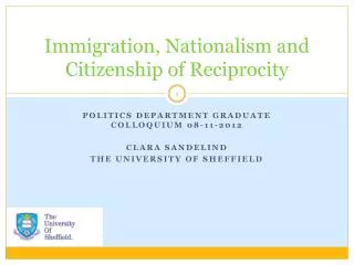 Immigration, Nationalism and Citizenship of Reciprocity