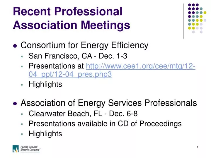 recent professional association meetings