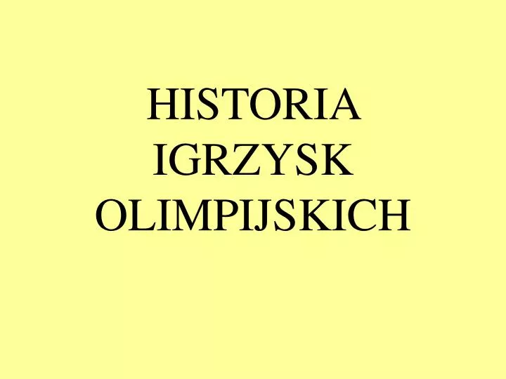 historia igrzysk olimpijskich