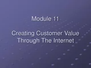 Module 11 Creating Customer Value Through The Internet