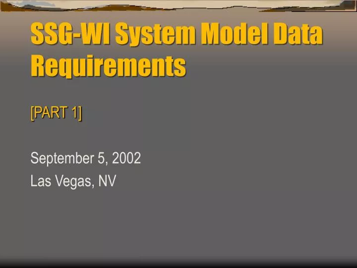 ssg wi system model data requirements
