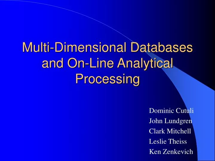 multi dimensional databases and on line analytical processing