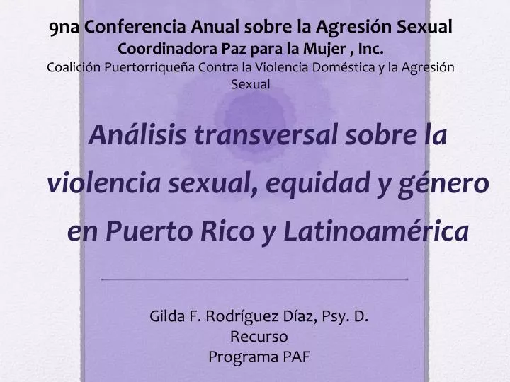 an lisis transversal sobre la violencia sexual equidad y g nero en puerto rico y latinoam rica
