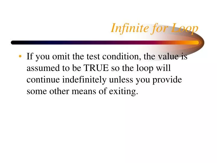 infinite for loop