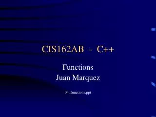 CIS162AB - C++