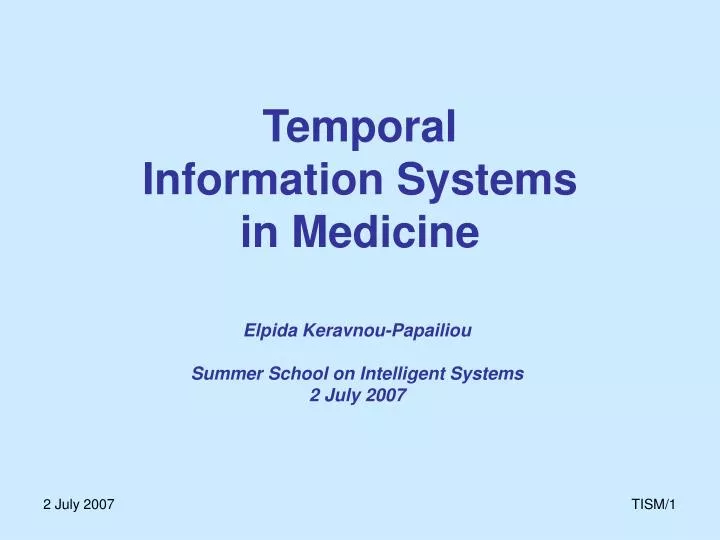 temporal information systems in medicine