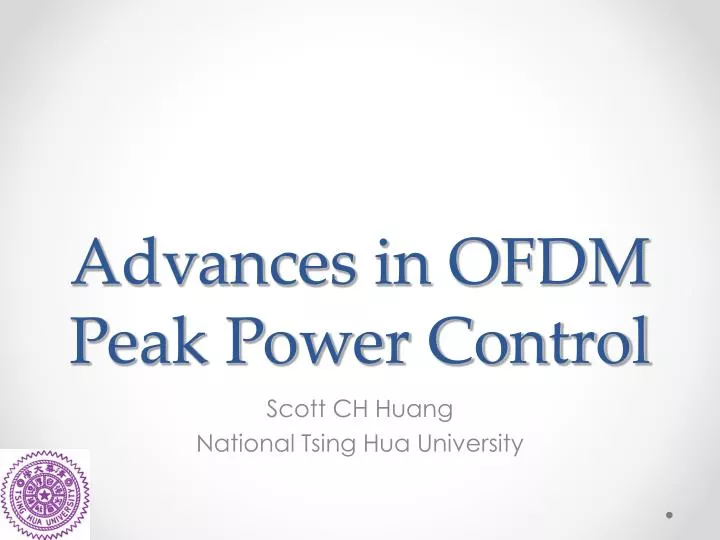 advances in ofdm peak power control