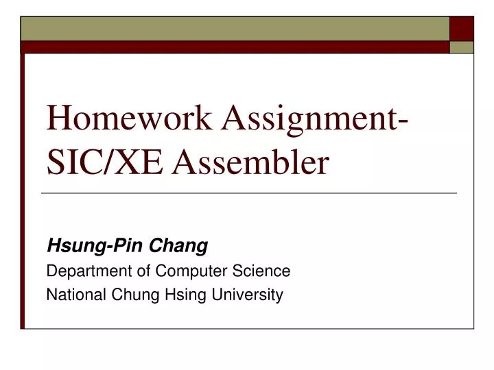homework assignment sic xe assembler