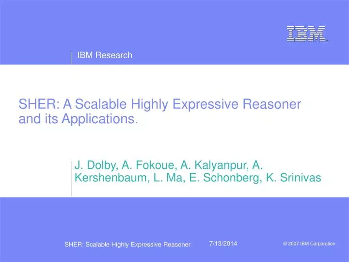 sher a scalable highly expressive reasoner and its applications