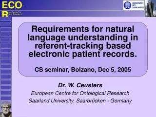 Requirements for natural language understanding in referent-tracking based electronic patient records. CS seminar, Bolz