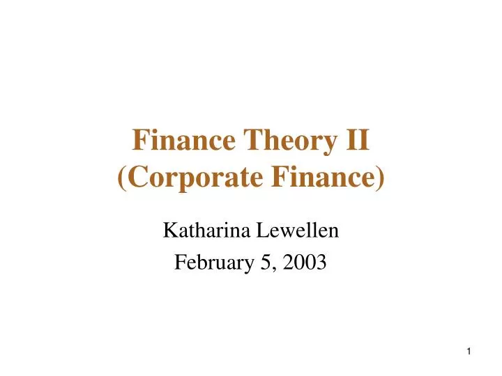 finance theory ii corporate finance