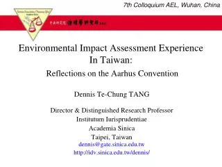 Environmental Impact Assessment Experience In Taiwan: Reflections on the Aarhus Convention
