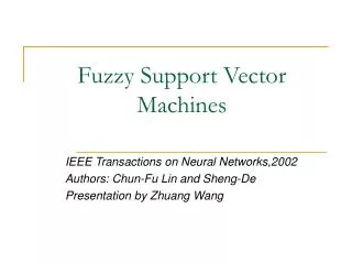 Fuzzy Support Vector Machines