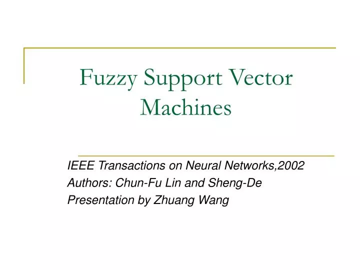 fuzzy support vector machines