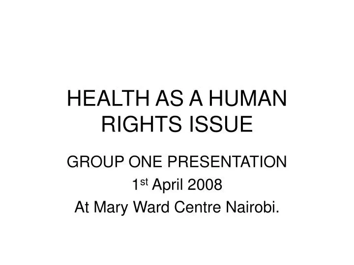 health as a human rights issue