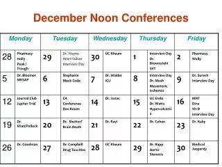 December Noon Conferences