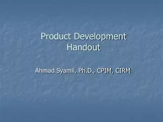 Product Development Handout