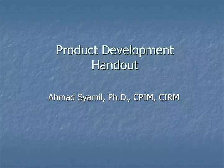 product development handout