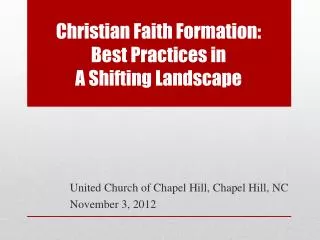 Christian Faith Formation: Best Practices in A Shifting Landscape