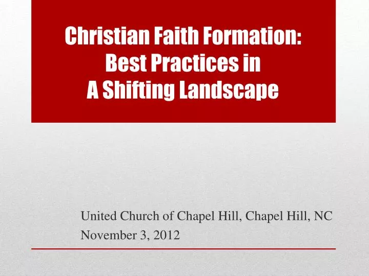 christian faith formation best practices in a shifting landscape