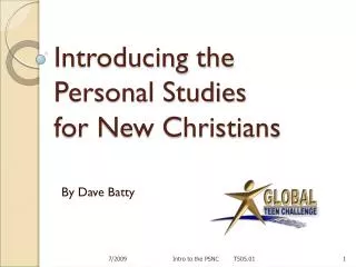 Introducing the Personal Studies for New Christians