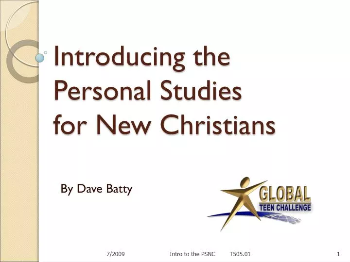 introducing the personal studies for new christians