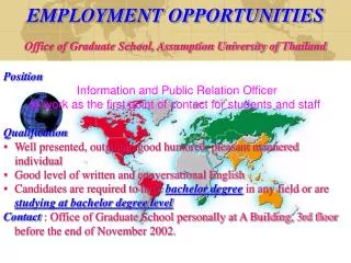 EMPLOYMENT OPPORTUNITIES