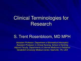 Clinical Terminologies for Research