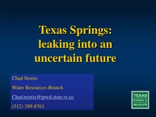 Texas Springs: leaking into an uncertain future