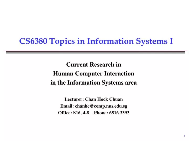 cs63 80 topics in information systems i