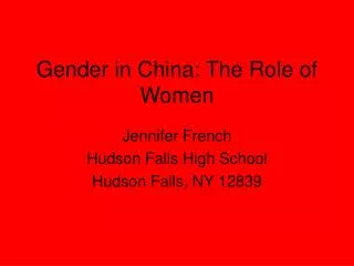 Gender in China: The Role of Women