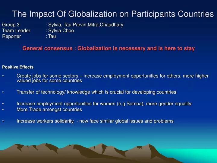 the impact of globalization on participants countries