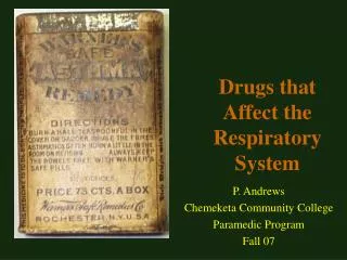 Drugs that Affect the Respiratory System