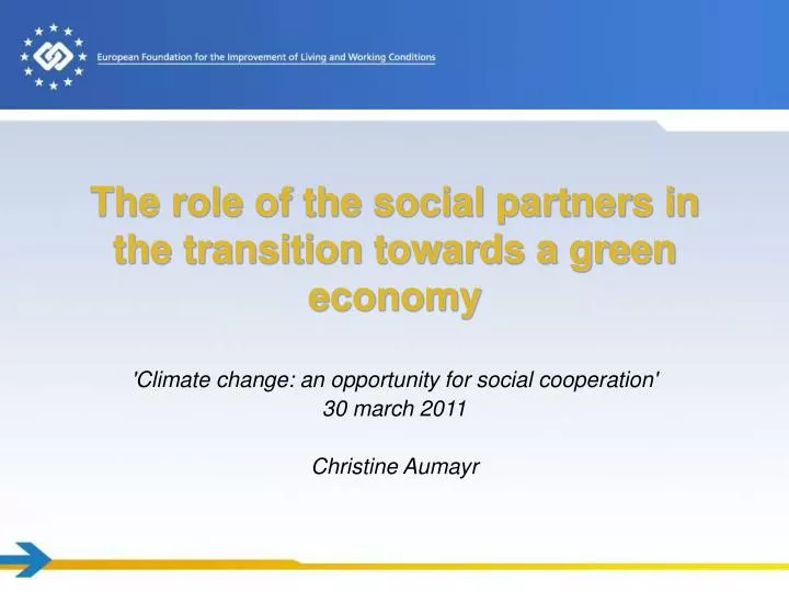 the role of the social partners in the transition towards a green economy