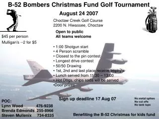B-52 Bombers Christmas Fund Golf Tournament