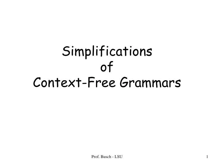 simplifications of context free grammars