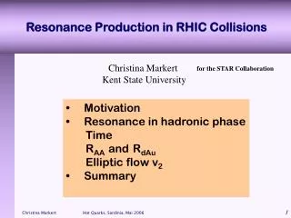 Resonance Production in RHIC Collisions