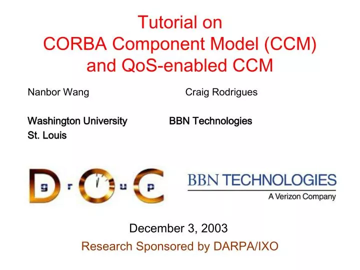 tutorial on corba component model ccm and qos enabled ccm