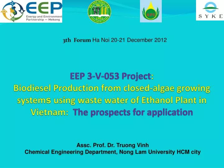 assc prof dr truong vinh chemical engineering department nong lam university hcm city