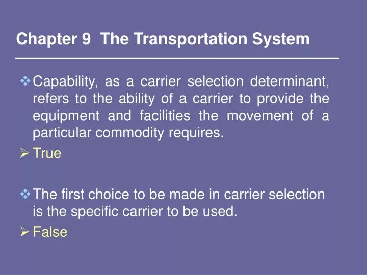 chapter 9 the transportation system