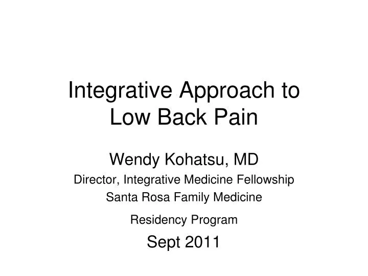 integrative approach to low back pain