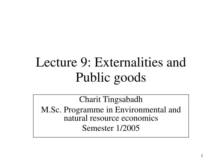 lecture 9 externalities and public goods