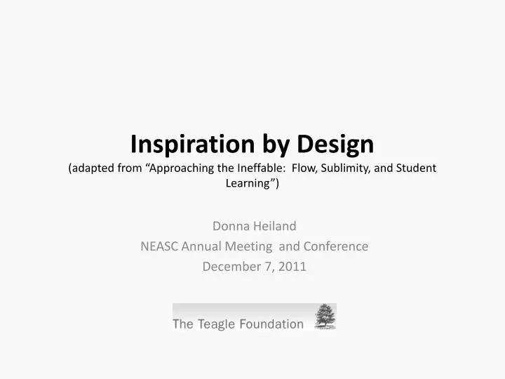 inspiration by design adapted from approaching the ineffable flow sublimity and student learning