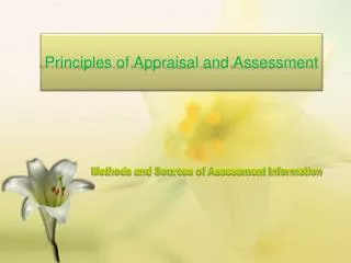 Principles of Appraisal and Assessment