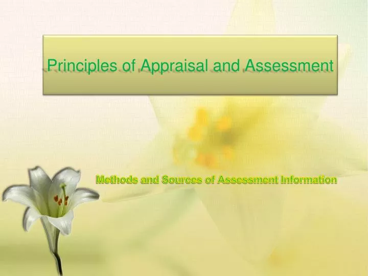 principles of appraisal and assessment