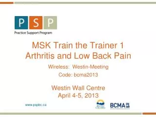 MSK Train the Trainer 1 Arthritis and Low Back Pain