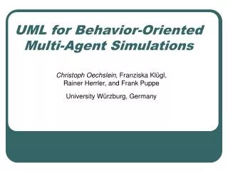 UML for Behavior-Oriented Multi-Agent Simulations